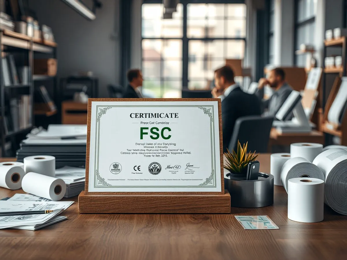 FSC森林认证证书与环保标签材料展示